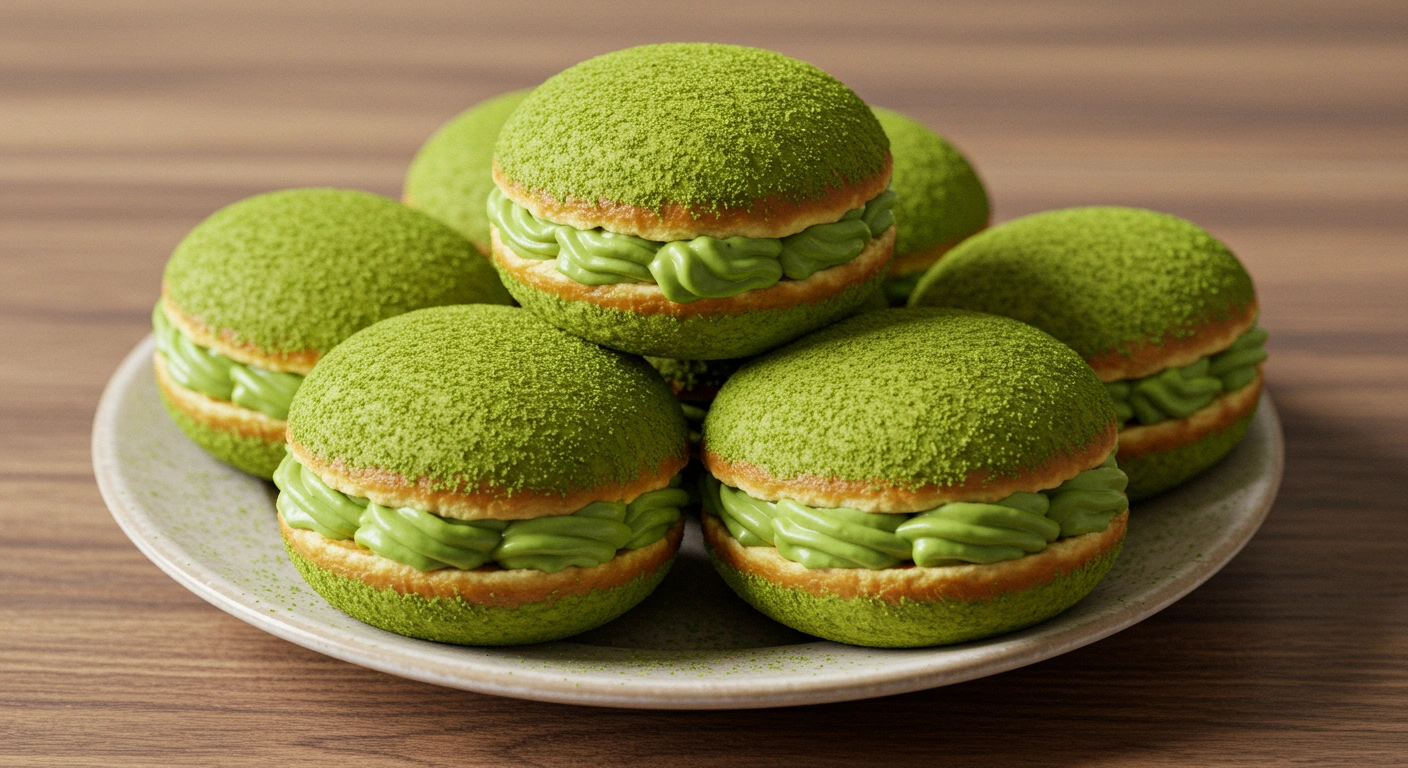 Fluffy Donuts with Velvety Matcha Cream